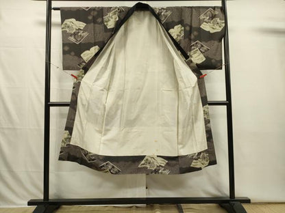 平和屋着物■男性　長襦袢　袷　冊子風景文　正絹　逸品　DABI3705ya