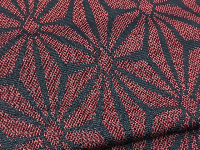 平和屋着物■上質な紬　麻の葉文様　正絹　逸品　BAAX9667yc