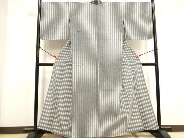 平和屋着物∴夏物　阿波しじら織　浴衣　間道　綿　逸品　未使用　DABI3409cd