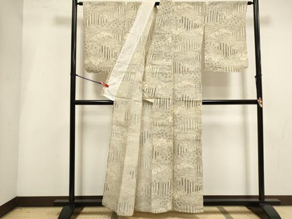 平和屋着物∴夏物　綿紅梅　浴衣　注染　手縫い　雲取り花文　綿　逸品　DABI3435cd