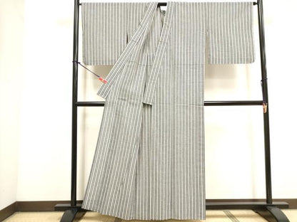 平和屋着物∴夏物　阿波しじら織　浴衣　間道　綿　逸品　未使用　DABI3409cd