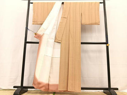 平和屋着物■上質な小紋　縞　正絹　逸品　BAAX9721yc