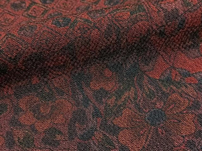 平和屋着物■上質な小紋　切嵌更紗花文　鬼しぼ縮緬　正絹　逸品　BAAX9742yc