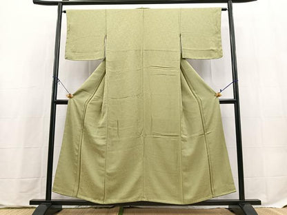 平和屋着物■上質な色無地　草花地紋　柳茶色　正絹　逸品　未使用　BAAX9758yc