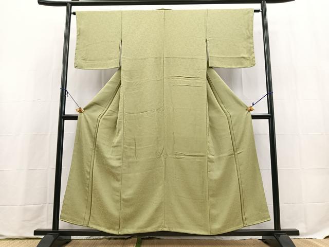 平和屋着物■上質な色無地　草花地紋　柳茶色　正絹　逸品　未使用　BAAX9758yc