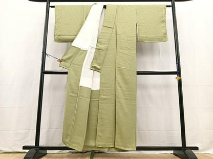 平和屋着物■上質な色無地　草花地紋　柳茶色　正絹　逸品　未使用　BAAX9758yc