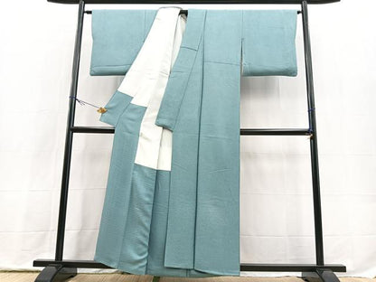 平和屋着物■上質な色無地　草花地紋　湊鼠色　正絹　逸品　BAAX9808yc
