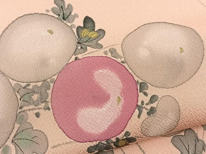 平和屋着物■染色作家　桐山紫香　手描き　訪問着　万寿菊　正絹　逸品　BAAX9821yc