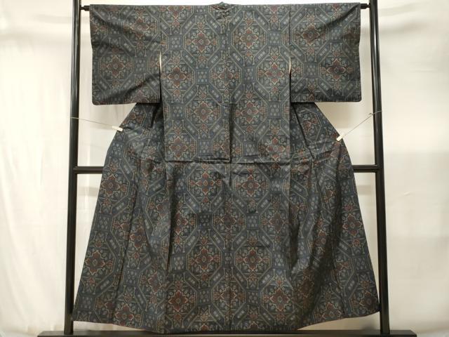 平和屋着物■本場大島紬　蜀江花文　正絹　逸品　CABJ3437ev