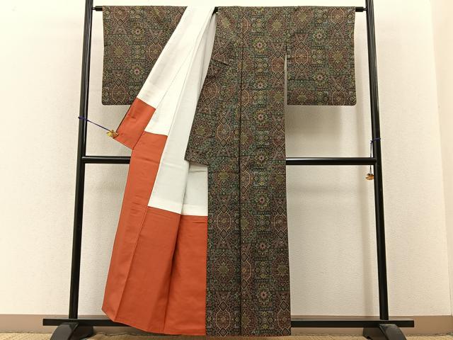 平和屋着物■本場大島紬　7マルキ　正倉院花文　正絹　逸品　BAAY3650hj