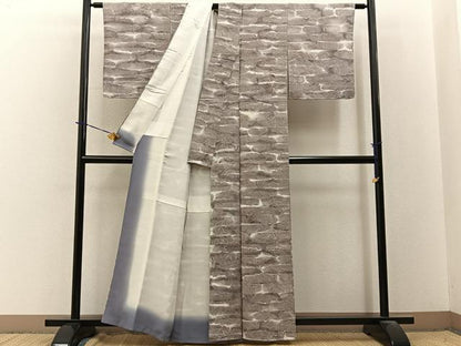 平和屋着物■上質な小紋　草葉文　暈し染め　正絹　逸品　未使用　BAAY3712hj