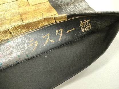 平和屋着物▼京の名門　じゅらく謹製　袋帯　螺鈿　変わり間道　ラスター箔　金銀彩　引箔　正絹　逸品　DABH7800fe