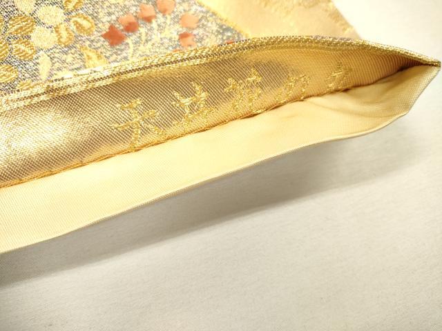 平和屋着物▼六通柄袋帯　唐織　天井花の丸　金糸　正絹　逸品　DABH7768fe