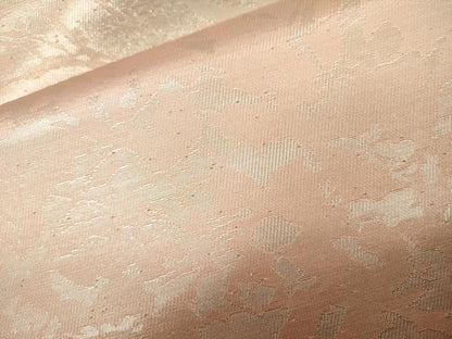 平和屋着物▼日展作家　山本唯与志　レリーフ染　六通柄袋帯　草花シルエット　銀糸　正絹　逸品　DABH7799fe