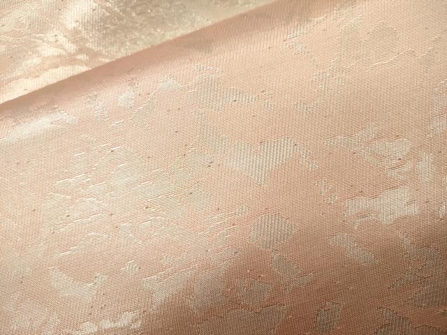 平和屋着物▼日展作家　山本唯与志　レリーフ染　六通柄袋帯　草花シルエット　銀糸　正絹　逸品　DABH7799fe