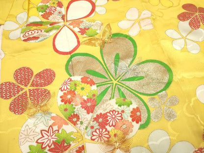 平和屋着物[]七五三　女の子　７歳　祝着　四つ身　駒刺繍　舞花文　金彩　DABH5277ea