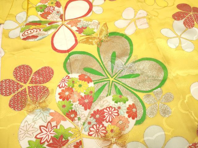 平和屋着物[]七五三　女の子　７歳　祝着　四つ身　駒刺繍　舞花文　金彩　DABH5277ea