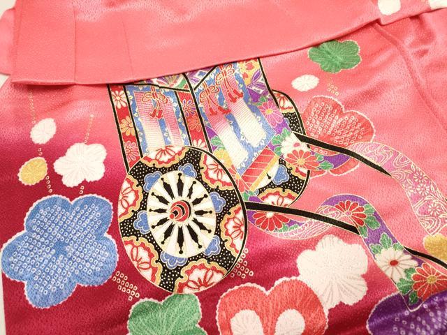平和屋着物[]七五三　女の子　３歳　祝着　三つ身　飛鶴御所車文　枝梅　暈し染め　金彩　DABH5278ea