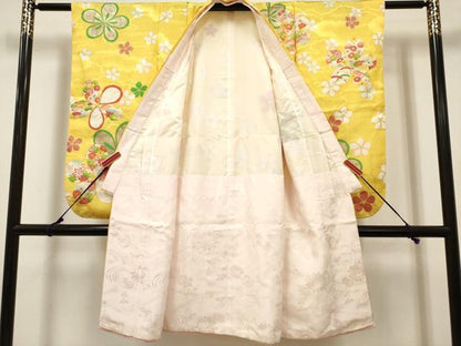 平和屋着物[]七五三　女の子　７歳　祝着　四つ身　駒刺繍　舞花文　金彩　DABH5277ea