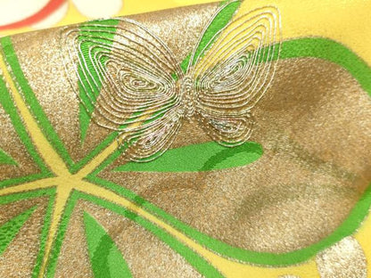 平和屋着物[]七五三　女の子　７歳　祝着　四つ身　駒刺繍　舞花文　金彩　DABH5277ea