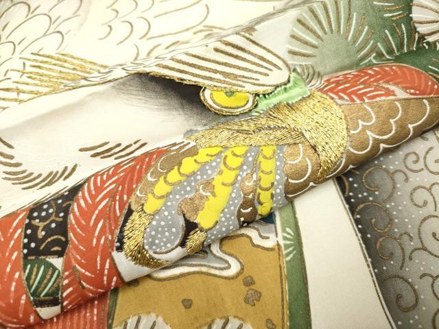 平和屋着物[]お宮参り　男の子　祝着　産着　初着　のしめ　刺繍　鷹　鷲　老松　几帳　暈し染め　金彩　逸品　DABH5288ea