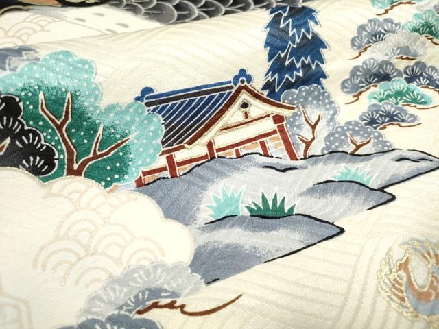 平和屋着物[]お宮参り　男の子　祝着　産着　初着　のしめ　鷹　鷲　風景笠松文　逸品　DABH5290ea