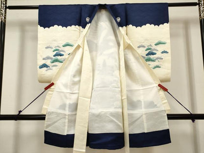 平和屋着物[]お宮参り　男の子　祝着　産着　初着　のしめ　鷹　鷲　風景笠松文　逸品　DABH5290ea