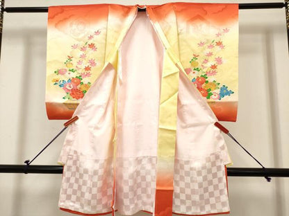 平和屋着物[]お宮参り　女の子　祝着　産着　初着　のしめ　飾花文　童子遊び　暈し染め　金彩　逸品　未使用　DABH5301ea