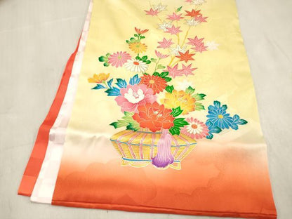 平和屋着物[]お宮参り　女の子　祝着　産着　初着　のしめ　飾花文　童子遊び　暈し染め　金彩　逸品　未使用　DABH5301ea