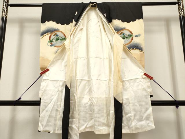 平和屋着物[]お宮参り　男の子　祝着　産着　初着　のしめ　駒刺繍　鷹　鷲　笠松　家紋散らし　逸品　DABH5296ea