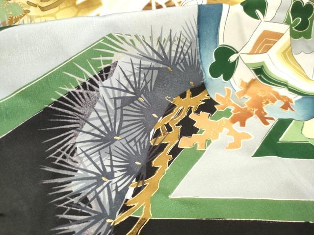 平和屋着物[]お宮参り　男の子　祝着　産着　初着　のしめ　駒刺繍　鷹　鷲　笠松　家紋散らし　逸品　DABH5296ea