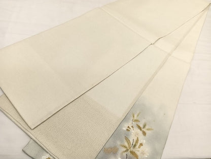 平和屋着物＊夏物　太鼓柄袋帯　手描き　駒刺繍　休み鳥枝桜文　金糸　正絹　逸品　BAAY4040hv
