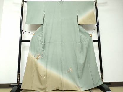 平和屋着物●訪問着　総刺繍　花籠文　暈し染め　金彩　正絹　逸品　DABI2494ud
