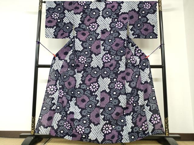 平和屋着物∴夏物　浴衣　有松鳴海絞り　花繋ぎ　綿　逸品　DABI3477cd