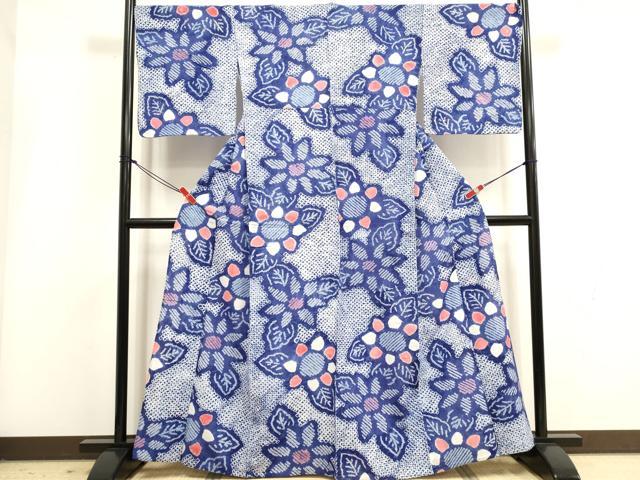 平和屋着物∴夏物　浴衣　有松鳴海絞り　舞花文　綿　逸品　DABI3449cd
