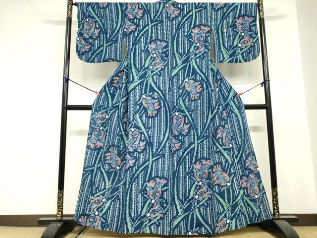 平和屋着物∴夏物　浴衣　有松鳴海絞り　草花文　綿　逸品　DABI3452cd