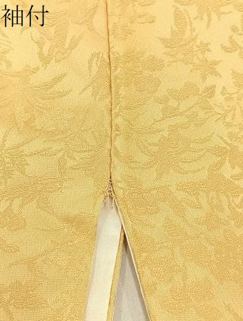 平和屋着物●無地絵羽訪問着　草花丸地紋　蜂蜜色　ほていや扱い　正絹　逸品　BAAY3678hj