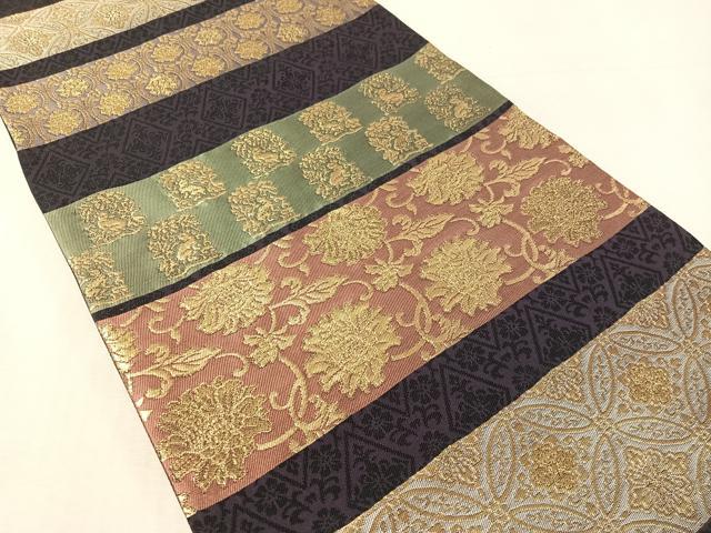 平和屋着物●全通柄袋帯　名物裂　彩　金糸　正絹　逸品　CABK4589vp