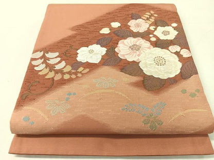 平和屋着物●太鼓柄袋帯　辻が花　銀糸　正絹　逸品　CABK4581vp