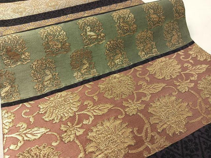 平和屋着物●全通柄袋帯　名物裂　彩　金糸　正絹　逸品　CABK4589vp