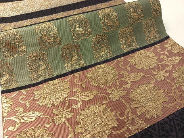 平和屋着物●全通柄袋帯　名物裂　彩　金糸　正絹　逸品　CABK4589vp