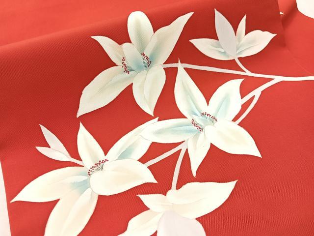 平和屋着物●塩瀬　九寸名古屋帯　手描き　枝花文　正絹　逸品　CABK4586vp