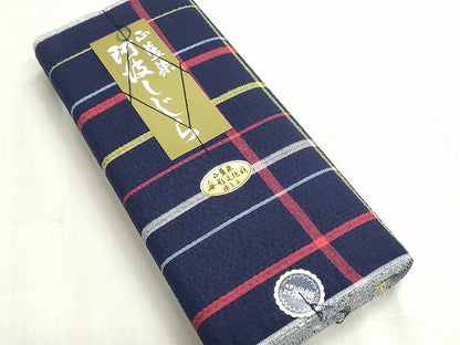平和屋着物＊夏物　阿波しじら織　浴衣　反物　着尺　正藍染　格子　証紙付き　綿　逸品　未使用　DABG9490we