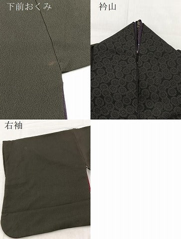 平和屋着物●訪問着　肩身替わり　花尽くし　千歳茶色　黒地　正絹　逸品　BAAX9724yc