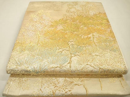 平和屋着物▼六通柄袋帯　松　金銀糸　正絹　逸品　DABH7839fe