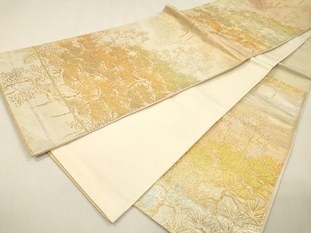 平和屋着物▼六通柄袋帯　松　金銀糸　正絹　逸品　DABH7839fe