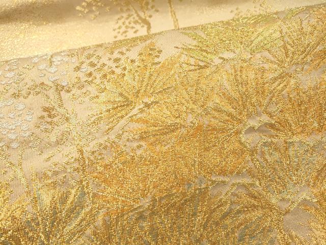平和屋着物▼六通柄袋帯　松　金銀糸　正絹　逸品　DABH7839fe