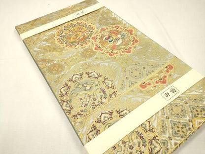 平和屋本店▼西陣　富田由起子謹製　六通柄袋帯　唐織　名宝正倉院　本金箔斜子綴　証紙付き　正絹　逸品　未使用　DABH7879fe