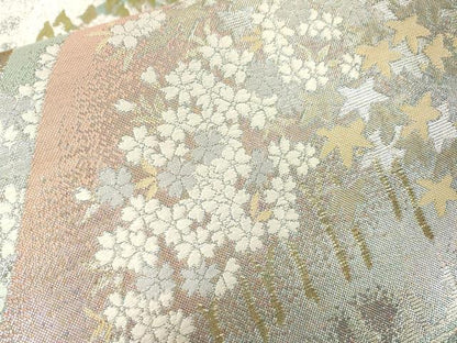 平和屋着物▼六通柄袋帯　唐織　樹林花松文　金銀糸　正絹　逸品　DABH7901fe