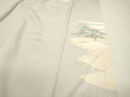 平和屋着物●訪問着　作家物　渡り橋風景文　暈し染　金彩　正絹　逸品　DABH7919fe